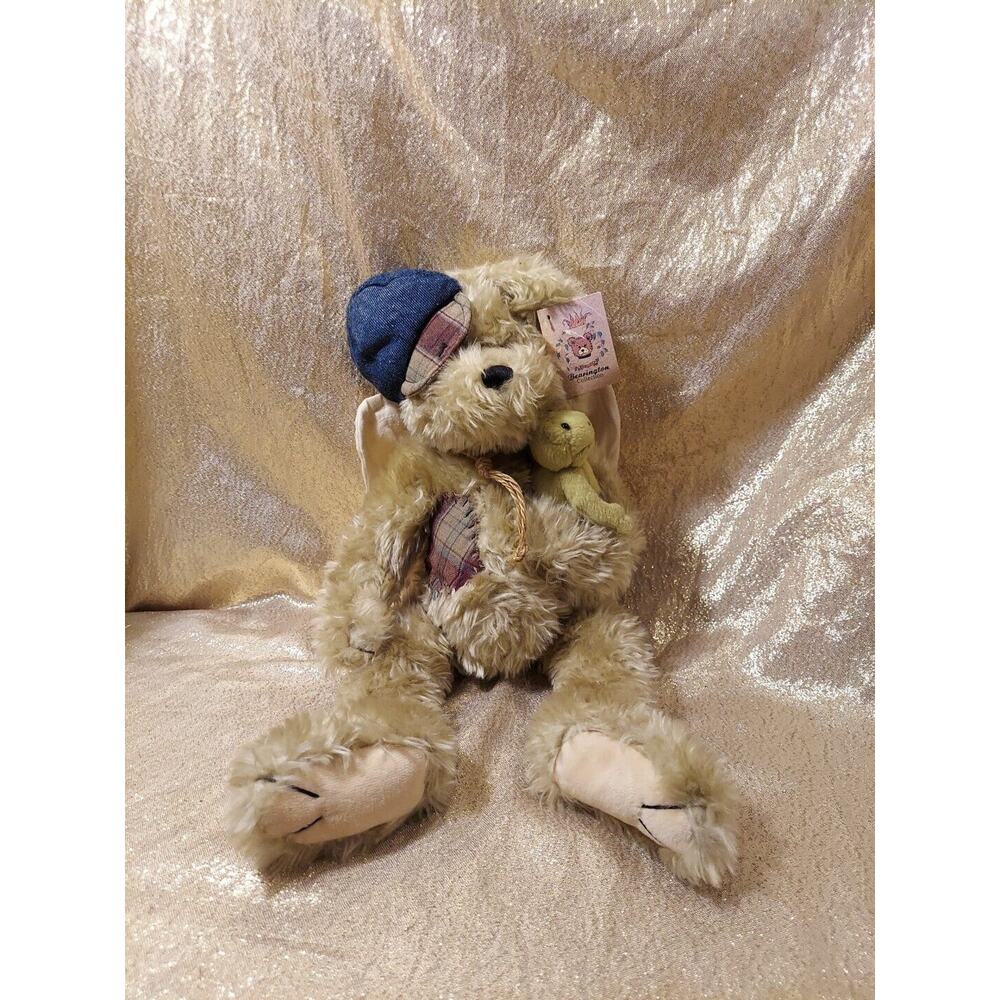 Bearington Collection Angel Wings Michael Bear Holding Frog Style #1005 15"